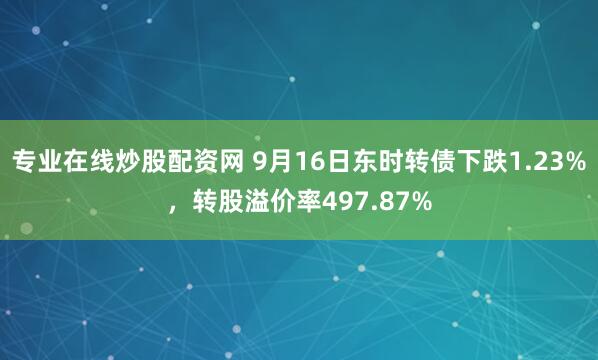 专业在线炒股配资网 9月16日东时转债下跌1.23%，转股溢价率497.87%
