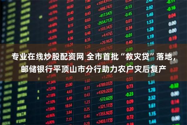 专业在线炒股配资网 全市首批“救灾贷”落地，邮储银行平顶山市分行助力农户灾后复产